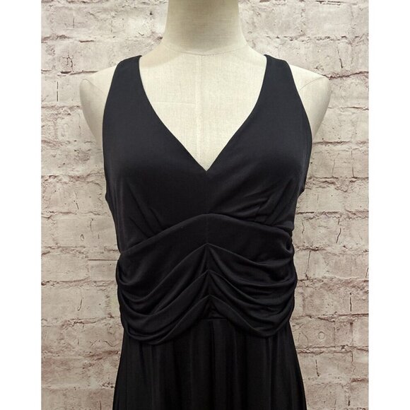 The Limited Womens Sleeveless Midi Dress V-Neck Black Ruched Waist Size M NEW - Picture 2 of 6
